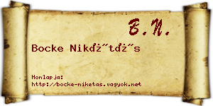 Bocke Nikétás névjegykártya